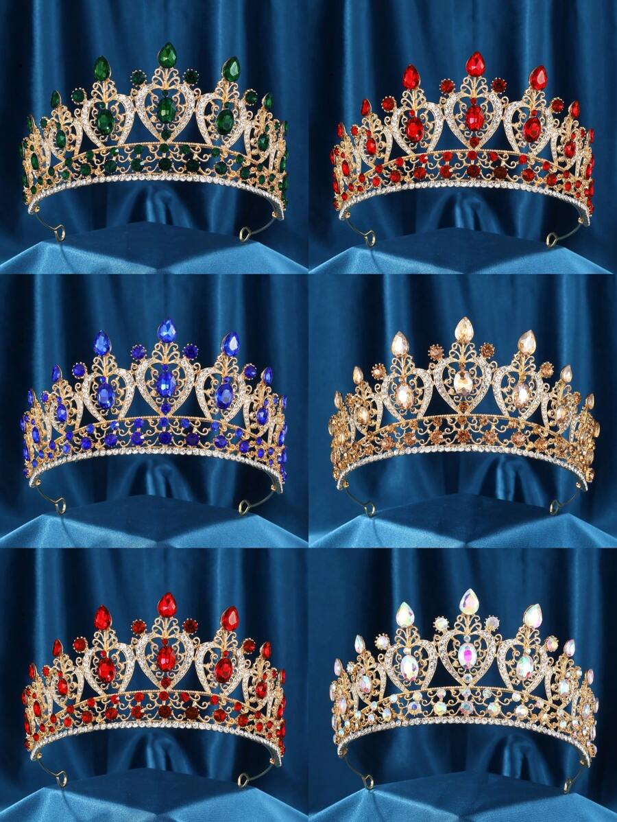 Women's Princess Crown Headpiece, Birthday Queen Black Crystal Crown, Suitable For Party, Birthday, Halloween, Photography, Gift-Giving, Christmas And Other Occasions - Multicolor - View 1