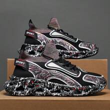 男士休闲时尚运动户外登山鞋，一脚蹬，增高，休闲运动鞋 - 黑與白 - 查看 7