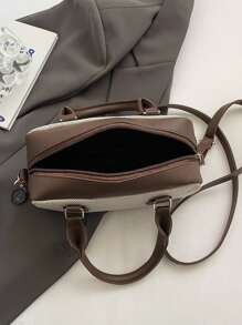 Bolso de hombro y cruzado de unicolor versátil y de moda, minimalista y práctico multifuncional - Caqui - Ver 5