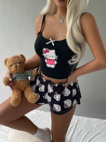 SANRIO 2 件 Hello Kitty 女式印花短款吊带背心 - 彩色 - 查看 4