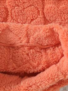 Girls' Winter New Warm Plush Love Hooded Korean Fashion Two-Piece Suit, Suitable For Outdoor Scenes. - 橘色 - 查看 8