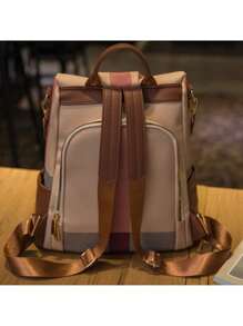 Fashion Women's PU Laptop Backpack Bag Anti-Theft And Waterproof - Rust Brown - View 4