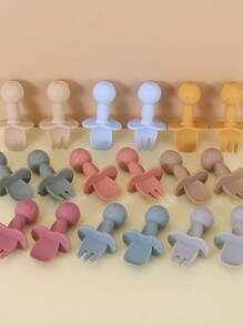 2 pezzi Set di forchette e cucchiai per l'addestramento dei bambini, posateria per l'apprendimento in silicone morbido a forma di panda per neonati, accessori per l'alimentazione, regalo per Ognissanti, Natale, Ringraziamento e Pasqua