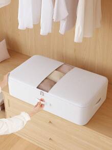 1 PIEZA Bolsa de almacenamiento debajo de la cama con cremallera para el hogar, bolsa de almacenamiento de tela plegable para ropa, mantas, almohadas, bolsas de almacenamiento grandes para mantas y ropa, contenedor de almacenamiento debajo de la cama con ventanas transparentes, decoración festiva, decoración de habitación, decoración del hogar, decoración de dormitorio - Blanco - Ver 3