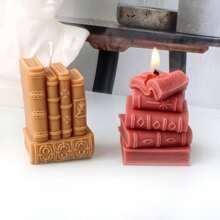 3D Book Silicone Candle Mold Artistic Style Plaster Epoxy Resin Casting Mould Bookshelf Ornament Study Decors Making Supplies - White - View 6