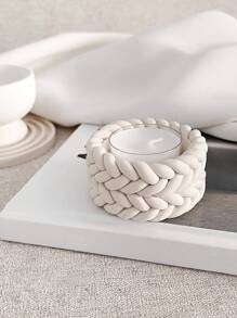 1 件装绳子设计蜡烛杯底座硅胶模具 DIY 石膏混凝土模具绳结形状烛台装饰饰品树脂模具工艺品 - 白色 - 查看 5