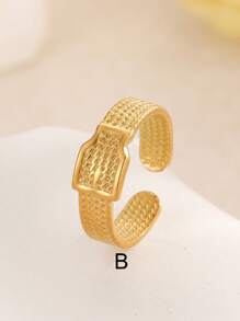 1pc Fashionable Minimalist Asymmetrical Stainless Steel Gold-Plated Ring, Unique Personalized Design, High-End Tarnish Resistant Finger Jewelry