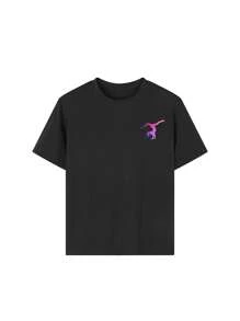 Girls' Casual Printed Round Neck Short Sleeve T-Shirt - A Style Full Of Dance And Artistic Atmosphere, Inspiring Imagination And Self-Expression! Children's Clothing, Girls' Graphic Tee, Summer Top, Teen Fashion - Black - View 4