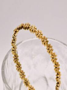 Vòng tay thép titan mới với hoa cúc nhỏ, trang sức thép không gỉ cao cấp, phụ kiện thép không gỉ thời trang cho mùa hè - Vàng - Xem 4