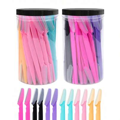 30 piezas/Botella Juego de Navajas para Cejas, Incluye Caja de Almacenamiento, Cuchillas de Recorte Facial y Afeitadora, Apto para Eliminación de Vello Facial y Corporal, Accesorio Esencial para Salón de Belleza, Belleza y Viaje