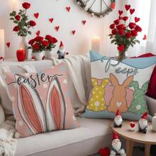 1/2 Vỏ gối sofa hình thỏ Phục sinh, Vỏ gối in polyester độ nét cao, Vỏ gối trang trí phòng khách hình thỏ Phục sinh, Trang trí phòng ngủ, Trang trí sofa, 17,7*17,7 inch/45X45cm (Không có ruột gối) - Nhiều màu - Xem 4