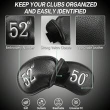 Set de 8 fundas para cabezas de palos de golf, de piel sintética de lujo con ajuste universal para los principales palos de hierro, un regalo ideal - Multicolor - Ver 3