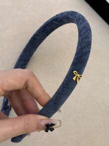 5/1pc Retro Bow Headband, Elegant Solid Color Sponge Bow Hair Band Suitable For Everyday Commute, Makeup, Washing Hair, Casual Outing