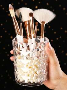 1 pieza Soporte para bolígrafos en forma de diamante, Organizador creativo para brochas de maquillaje, Caja de almacenamiento de cosméticos para lápices labiales