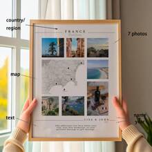 1pc Personalized Travel Memories Custom Travel Poster, Adventure Themed Wall Art, Travel Gift, Vacation Photo Art Print, Customized Photo Print Gift For Boyfriend/Girlfriend, Custom Photo Wall Art, Gift For Him/Her, Customized Photo, Custom Romantic Wall Decor, Birthday, Valentine's Day, Christmas Poster Gift, Gift For Couple/Wife, Valentine's Day Gift For Him, Home Living Room Decor Painting, Unframed Graduation Memorabilia, Multipurpose - Multicolor - View 1