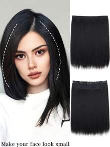 24/32 英寸长直发合成假发夹式接发黑色天然女士假发 - 黑色 - 查看 3