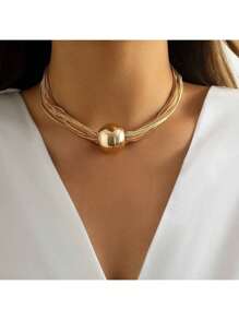 New Exaggerated Punk Multi-Layer Chain Pendant Niche Minimalist Geometric Sphere Personalized Necklace Jewelry - Multicolor - View 4