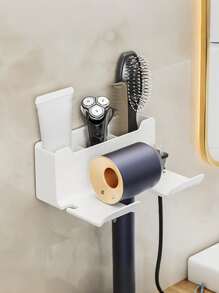 1 件壁挂式吹风机支架、储物架、免提吹风机挂架 - 浴室吹风机储物架 - 适合所有浴室类型 - 保持吹风机整洁且易于取用 - 送给房主的绝佳礼物