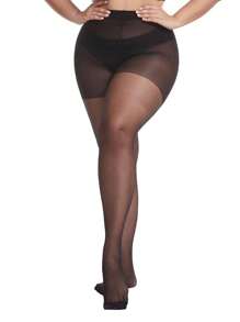 1 Pair Plus Size Women 20D Ultra Thin Sheer Minimalist Fashion Pantyhose - Coffee Brown - View 10