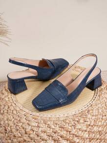 Women's Summer New French Square Toe Casual Thick Heel Slingback Sandals