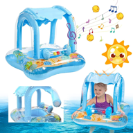 Kinder Schwimmring mit Sonnendach, Schwimm-Zubehör, Schwimmtrainingsgerät mit Sonnenschutz, Schwimmbrett