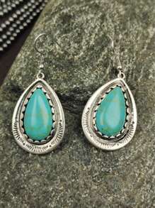 1 paire de boucles d'oreilles vintage bohème en turquoise, design unique convenant à toutes les occasions