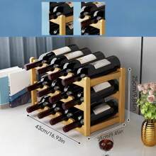 1 件多层竹制酒架 - 现代简约设计，易于组装，小型桌面葡萄酒展示和储存整理器，非常适合放置和储存葡萄酒，送给父亲的礼物 - 本色 - 查看 7