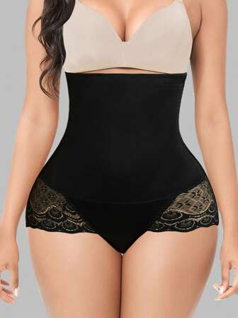 Werena Tummy Control Shapewear Panties For Women Smooth Lace Shaping Underwear High Waisted Body Shaper Briefs