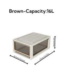 1pc 5/10/16/28/36/37/46/47L Large Capacity Drawer Storage Box, Closet Organizer/Bedroom Closet/Portable Closet, Plastic Transparent Storage Cabinet, Clothes And Underwear Large Capacity Storage Box, Stackable Storage Box High Hardness Storage Box - Brown - View 10
