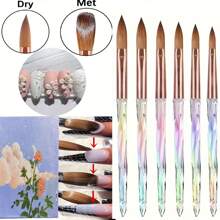 6pcs Acrylic Nail Art Brush Set, Sizes 4/6/8/10/12/14, Suitable For Acrylic Nail Powder Application, Gradient Nail Art Brushes, Applicable For Nail Art, Acrylic Powder And Acrylic Nail Kits, DIY Nail Salon - Multicolor - View 7