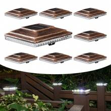 HUYIENO Solar Post Cap Lights,Outdoor Deck Fence Post Lights,Powerful Lithium Battery 20Lumens Two Light Modes Warm White/Bright White Suitable For 4x4 5x5 Wooden Posts,4x4 Viny Posts