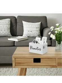 1 Remote Control Holder Storage Wooden Box, TV Remote Control Holder, Remote Control Storage Box For Table, Wooden Remote Control Box For Bedside Table, Bedside Storage Box, Coffee And Tea Bag Storage Decoration Box, Wooden Compartment Storage Box
