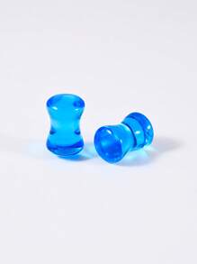 1Pair Transparent Blue Glass Solid Ear Plug No Thread Ear Expander Strencher Ear Gauges Tunnel Body Piercing Jewelry For Male&Female Daily Wearing 6-30mm - Blue - View 15