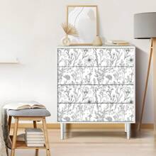 1 卷复古简约风格自粘墙纸 - 黑线花卉和植物图案，可移除乙烯基接触纸，防水，防潮，家居装饰贴纸适用于客厅、卧室、书房、餐厅墙壁、书架、橱柜、家具翻新、租客友好、多功能，尺寸 44*300/500/1000 厘米