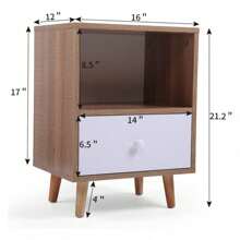 HUIQIN Set Of 2 Modern Wood Nightstand, Bedside Table With Drawer, Bedside Furniture, Night Stand, End Table With Open Shelf And Solid Wood Legs For Home Bedroom, Brown