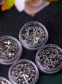 网红新款日系美甲饰品朋克风复古金属暗黑金属美甲饰品指甲装饰材料DIY合金配件 - 銀色 - 查看 3
