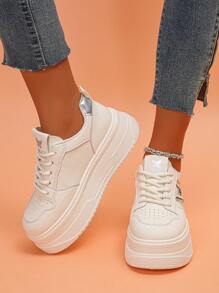 Zapatillas con plataforma para mujer, nuevos zapatos de mujer para primavera/otoño, zapatos casuales blancos con elevador