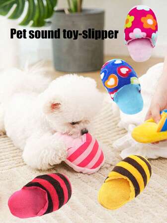 1/2pcs Pet Sound Plush Slippers Toy, Puppy Barking Voice Toy, Chew Resistant Interactive Companion Toy To Relieve Boredom, Pet Supplies, Pet Toys