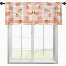 1 件/2 件橙色苹果桃子印花装饰窗帘薄纱 52 英寸 * 18 英寸，26 英寸 * 36 英寸乡村风格涤纶杆窗帘套装春季主题四季厨房咖啡店客厅办公室卧室家居装饰窗帘 - 彩色 - 查看 16