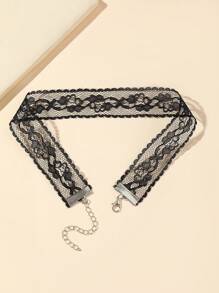 1pc Fashionable Fabric & Lace Choker Necklace, Suitable For Daily Wear