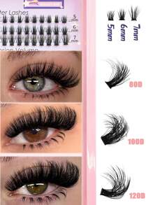 Fluffy Volume D Curl Lash Clusters DIY Set With Bottom Lashes Mixed Length For Beginners - màu đen - Xem 7