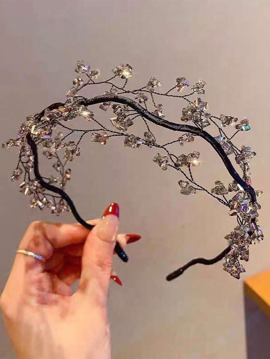 1 件女士优雅奢华手工镶钻头带，适合日常佩戴 - 灰色 - 查看 1