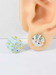 1 paar glazen intersperse bloemen oordopjes en tunnel oor expander stretcher oormeters mooie taille stevige body piercing sieraden voor mannen en vrouwen dagelijks dragen 6-30mm
