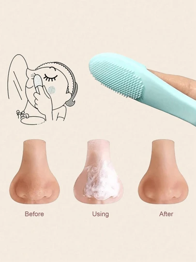 4pcs Silicone Nose Pore Cleansing Brush, Portable Blackhead Remover Massager, Beauty Cleaning Tool