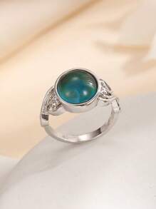 1pc Elegant Temperature Sensing Color Changing Ring, Emotional Temperature Sensitive Mood Ring Suitable For Women, Couples Everyday Wear, Engagement, Wedding, Valentine's Day, Christmas, Birthday, Anniversary Events,Mom,Mother,Mother's Day,Gift