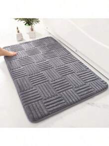 Thickened Absorbent Striped Floor Mat Solid Color Bathroom Carpet Bedroom Comfortable Velvet Non-Slip Mat Entrance Mat Home Bathroom Decor Bath Rug Outdoor Rug Door Mat Summer Back To School - White - View 9