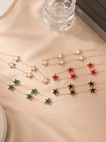 1pc Elegant Classic Starfish Necklace, Women's High-End Gold Color Necklace Suitable For Daily Wear - Multicolor - View 3