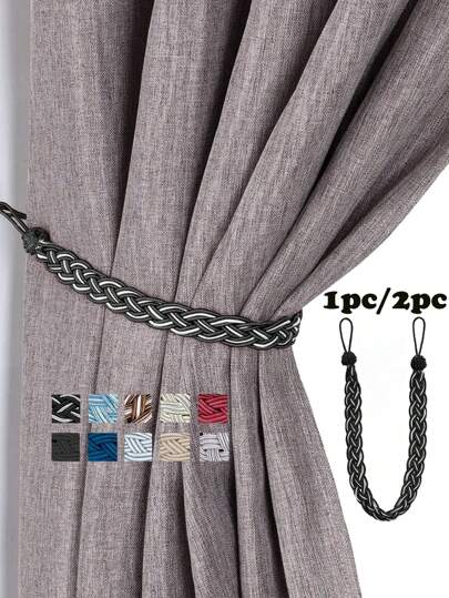1pc/2pcs Polyester Braided Cord Curtain Tie Backs, Multiple Colors Available, Suitable For Curtain Fixing And Decoration Gifts Birthday Graduation