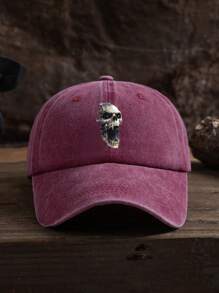 1 pieza Gorra de béisbol unisex con estampado de calavera, de uso casual al aire libre, ajustable y de tela suave lavada, adecuada para uso diario