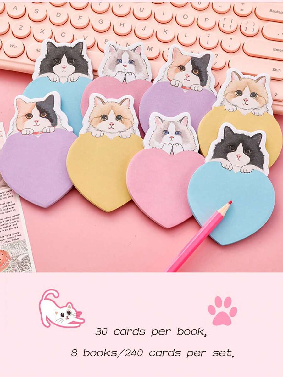 دفتر مذكرات مع صور قطط كرتونية جميلة للمكتب والدراسة، مذكرات لاصقة مريحة للحياة اليومية والتعلم، لوازم مدرسية، عودة إلى المدرسة - 7*10سم - مشاهدة 1